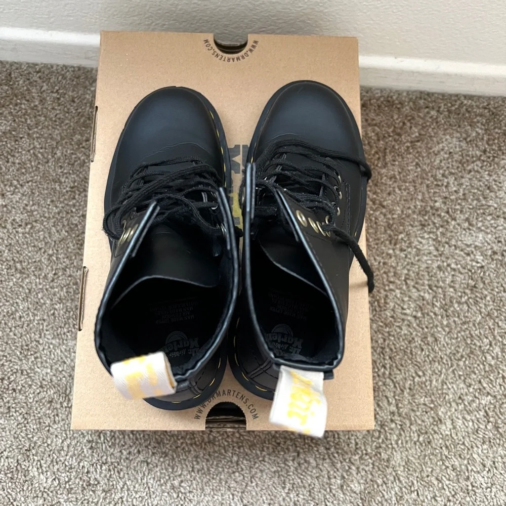 Dr. Martens Vegan 1460 Black Boots with Yellow Stitching - Picture 6 of 6